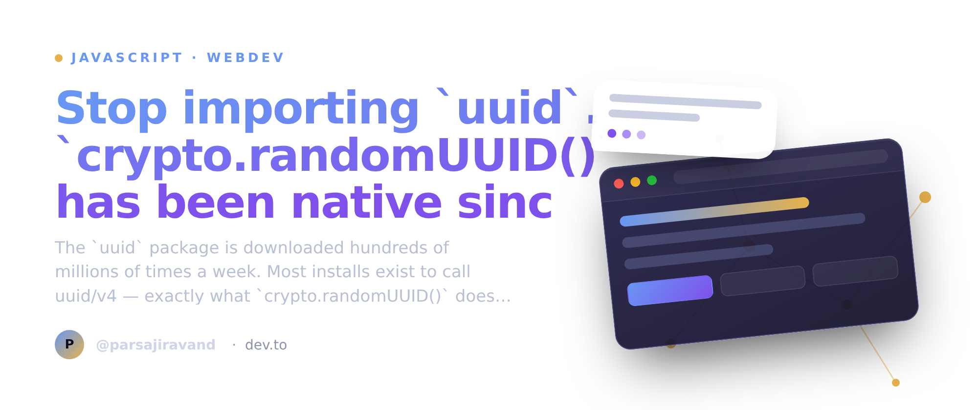 Stop importing `uuid`. `crypto.randomUUID()` has been native since 2021.