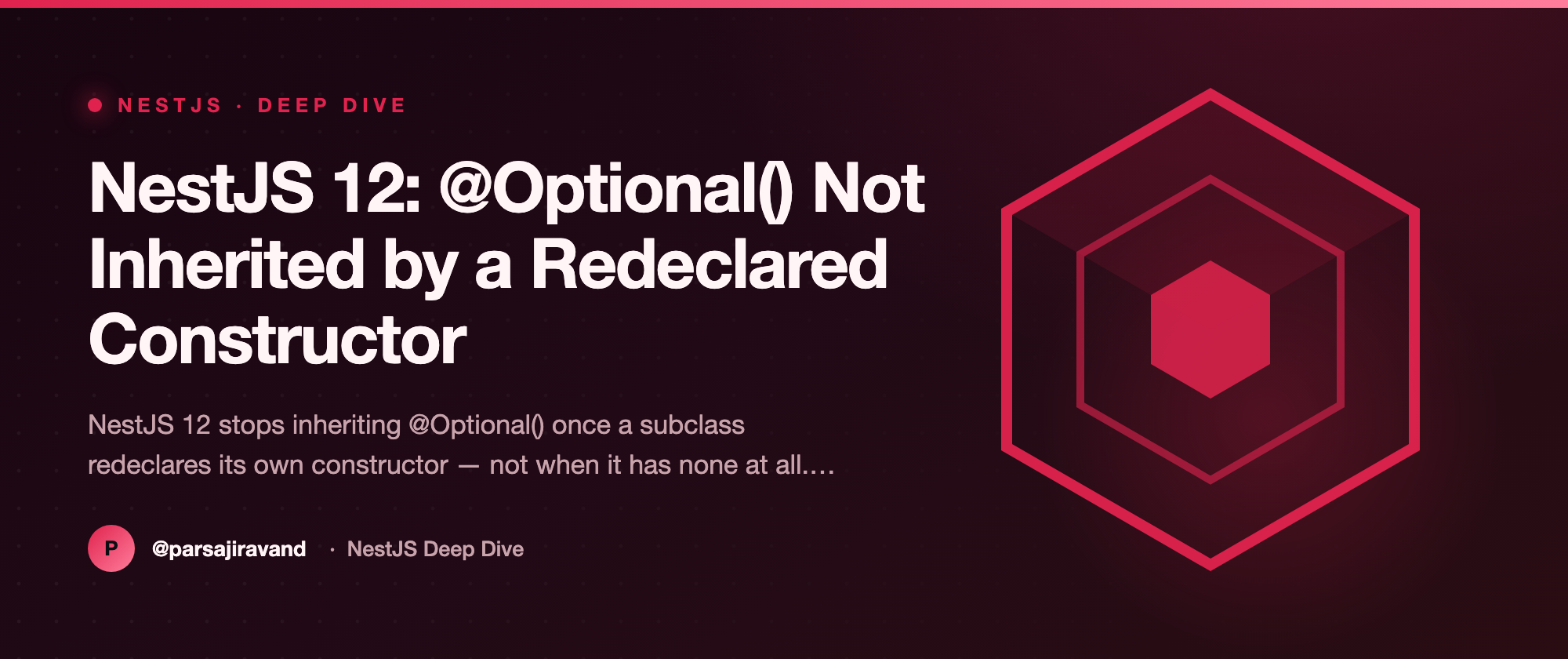 NestJS 12: @Optional() Not Inherited by a Redeclared Constructor