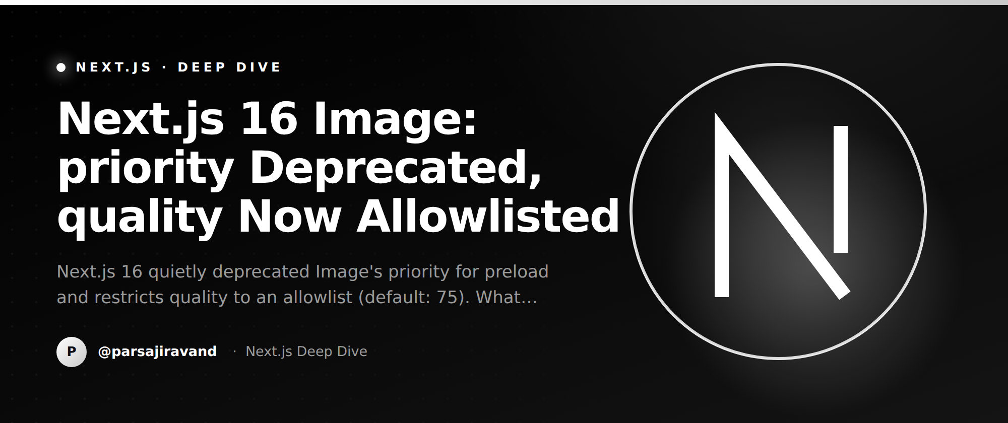 Next.js 16 Image: priority Deprecated, quality Now Allowlisted